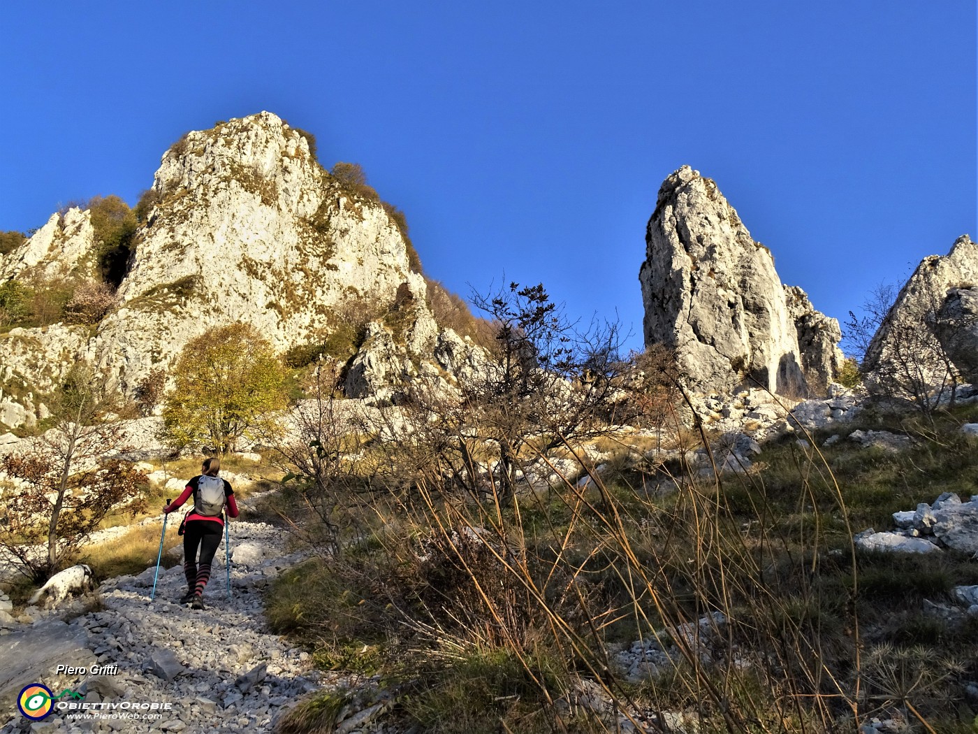 15 A sx vetta Cornagera, a dx  torrioni d'arrampicata Longo e Gemelli.JPG